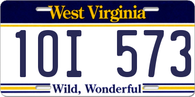 WV license plate 1OI573