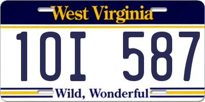 WV license plate 1OI587