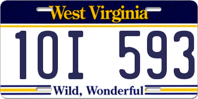 WV license plate 1OI593