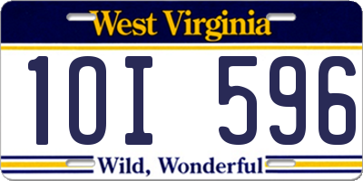 WV license plate 1OI596
