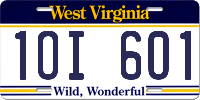 WV license plate 1OI601