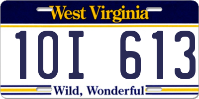 WV license plate 1OI613