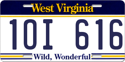 WV license plate 1OI616