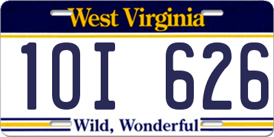 WV license plate 1OI626
