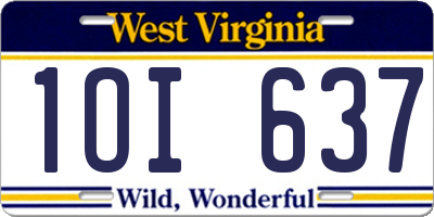 WV license plate 1OI637