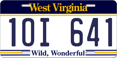 WV license plate 1OI641