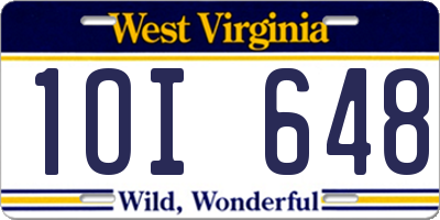 WV license plate 1OI648