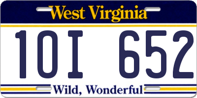 WV license plate 1OI652