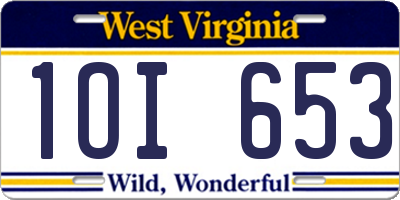 WV license plate 1OI653