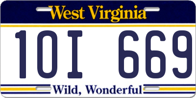 WV license plate 1OI669