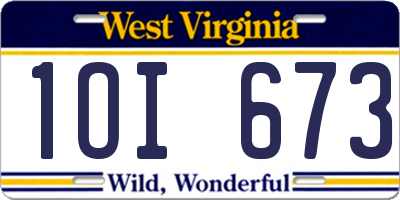 WV license plate 1OI673