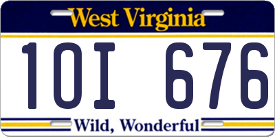 WV license plate 1OI676