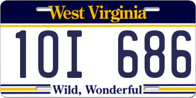 WV license plate 1OI686