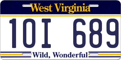 WV license plate 1OI689