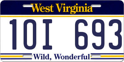 WV license plate 1OI693