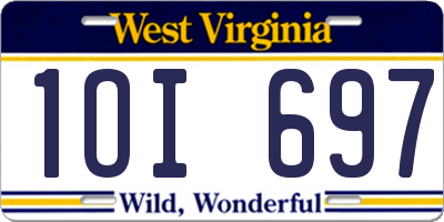 WV license plate 1OI697