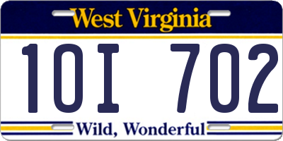 WV license plate 1OI702
