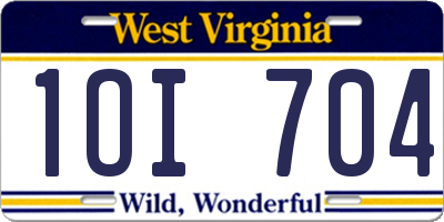 WV license plate 1OI704