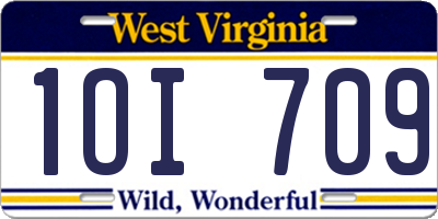 WV license plate 1OI709