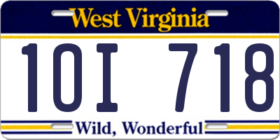 WV license plate 1OI718