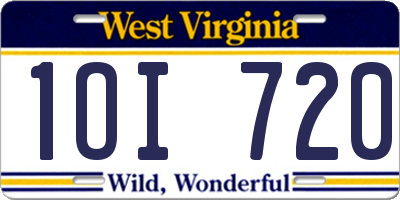 WV license plate 1OI720