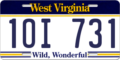 WV license plate 1OI731