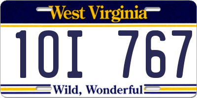 WV license plate 1OI767