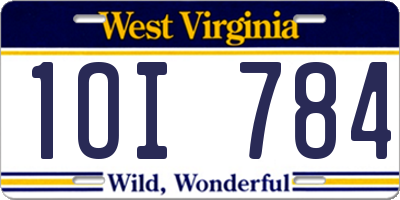 WV license plate 1OI784