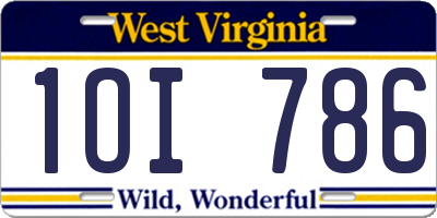 WV license plate 1OI786