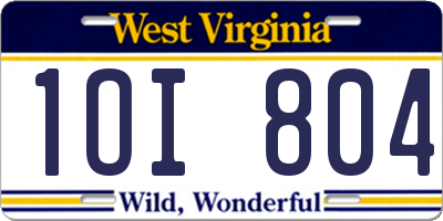 WV license plate 1OI804