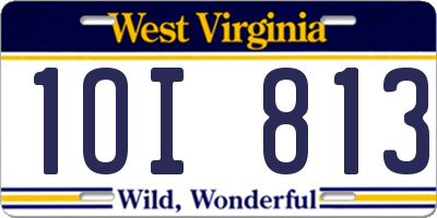 WV license plate 1OI813