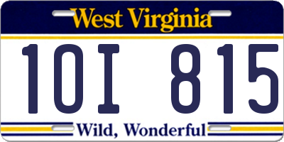 WV license plate 1OI815