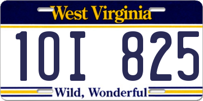 WV license plate 1OI825