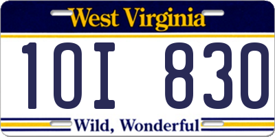 WV license plate 1OI830
