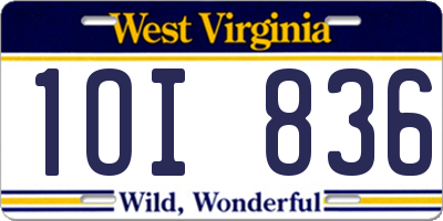 WV license plate 1OI836