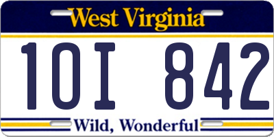 WV license plate 1OI842