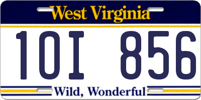 WV license plate 1OI856