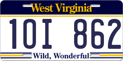 WV license plate 1OI862
