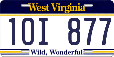 WV license plate 1OI877