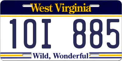 WV license plate 1OI885