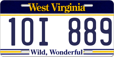 WV license plate 1OI889