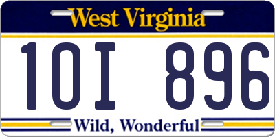 WV license plate 1OI896