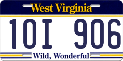 WV license plate 1OI906