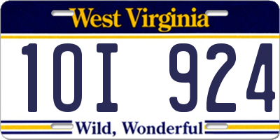 WV license plate 1OI924