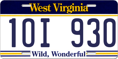 WV license plate 1OI930