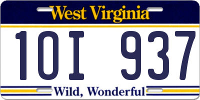 WV license plate 1OI937