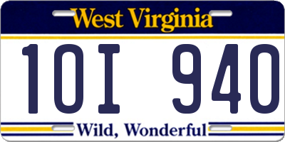 WV license plate 1OI940