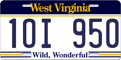 WV license plate 1OI950