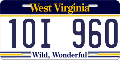 WV license plate 1OI960