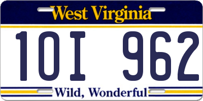 WV license plate 1OI962